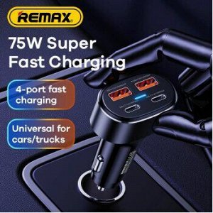 Адаптер ReMax Duke Series 75W PD+QC 2C+2A Fast Car Charger RCC329