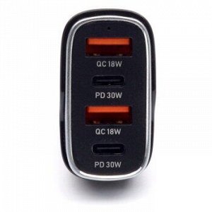 Адаптер CarCharger, /черный/ 2*USB, 2*type-c/ QC3.0/PD3.0