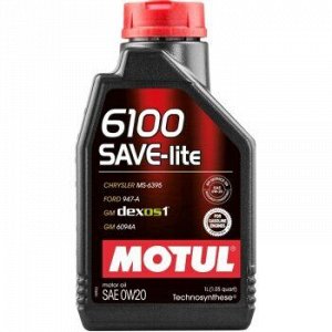 Масло моторное MOTUL 6100 Save-lite 0W20 SN/GF-5 синтетика 1л (1/12) 108002