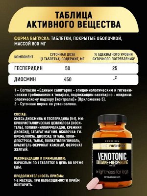 Венотоник, комплекс для здоровья вен и сосудов, 60 таблеток