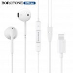 Проводные наушники Borofone BM32 Plus Original, iOS Lightning, белый, 1,2м, микрофон