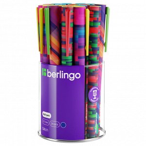Ручка шариковая Berlingo ""Glitch"" синяя, 0,7мм, грип, рисунок на корпусе, soft-touch, ассорти