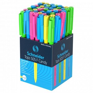 Ручка шариковая Schneider ""Tops 505 F Candy"" синяя, 0,8мм, корпус неон ассорти