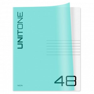 Тетрадь 48л. клетка BG ""UniTone. Neon"", пластиковая обложка, неон голубой