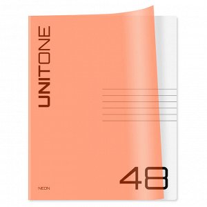 Тетрадь 48л. клетка BG ""UniTone. Neon"", пластиковая обложка, неон оранжевый