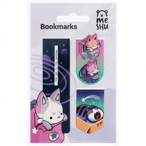 Закладки магнитные для книг, 3шт., MESHU ""Catbox""