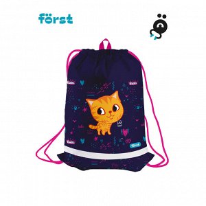 Мешок для обуви 1 отделение Först ""Funny cat"", 360*470мм, вентиляционная сеточка, светоотражающий