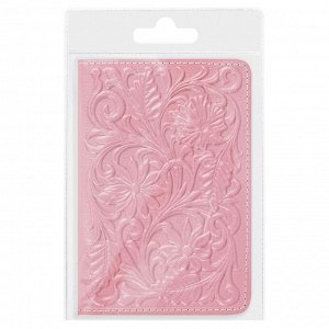 Обложка для паспорта Кожевенная мануфактура, нат. кожа, ""Цветы"", розовая