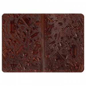 Обложка для паспорта Кожевенная мануфактура, нат. кожа, ""Путешествия"", коричневая