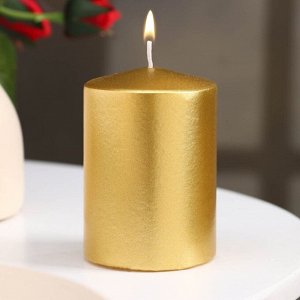 Свеча - цилиндр парафиновая, лакированная, золотой металлик, 5,6?8 см