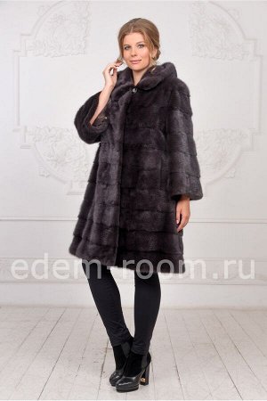 Edem - room Поперечная норковая шуба на большие размеры
