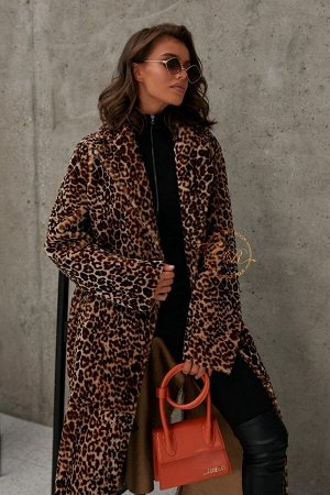 Леопардовое пальто - дублёнка из мериноса