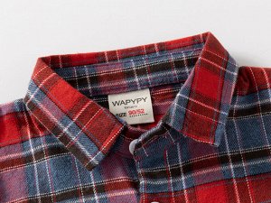 WAPYPY Рубашка для мальчиков с длинным рукавом, цвет красный, с принтом