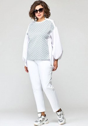Блуза EVA GRANT 147-1 бело-серый