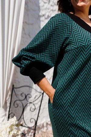 Платье Romanovich Style 1-2450 изумрудный геометрия