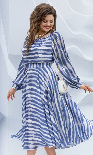 Платье Vittoria Queen 19683-Р голубой/белый полоска