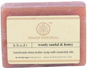 Khadi Woody Sandal & Honey Soap / Кхади Мыло ""Сандаловое дерево и Мёд"" 100г.