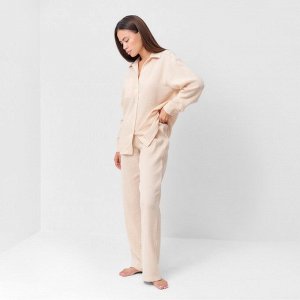 Комплект домашний женский (рубашка, брюки) KAFTAN Basic размер, молочный