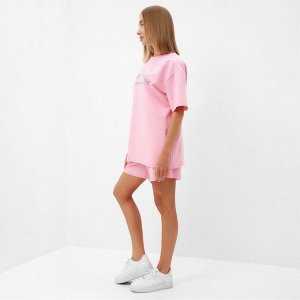 Комплект (футболка, шорты) женский MINAKU: SPORTY &amp; STYLISH цвет светло-розовый