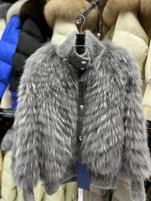 Куртка Кардиган из меха енота в едином размере 42-48, длина 65 см