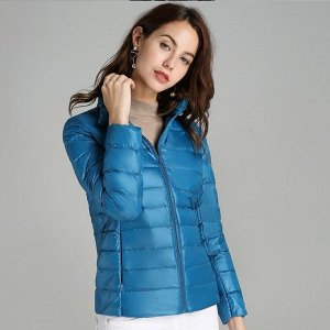 Ультралегкая демисезонная женская куртка, цвет голубое озеро