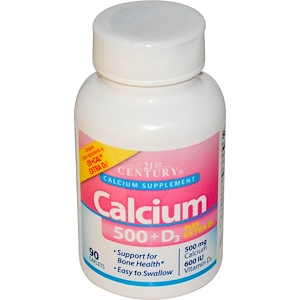 21st Century, Calcium 500 + D3 Plus Extra D3, 90 Tab