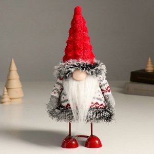 Кукла интерьерная "Дед Мороз в вязанном кафтане с узорами" 26 см