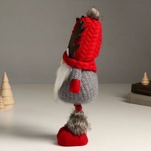 Кукла интерьерная "Дед Мороз в шапке с рожками оленя" 38 см