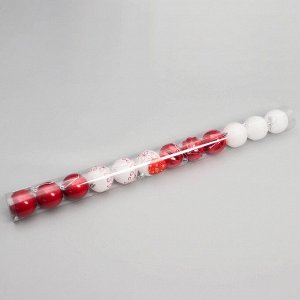 Ёлочные игрушки «Агнет» узоры, шары новогодние, d=6 см, набор 12 шт., красно-белый