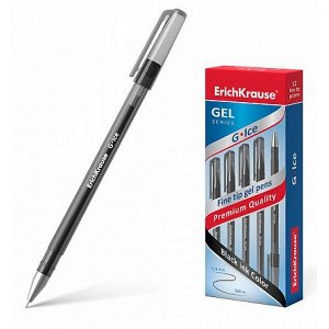 Ручка гелевая G-ICE 0.5 мм черная, игольч. наконечник 39004 ErichKrause