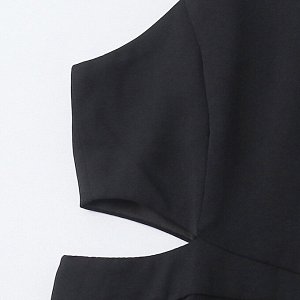 Женское черное платье без рукавов, с вырезами на талии
