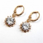 Серьги висячие, с белым фианитом, покрытие позолота, арт.С1002