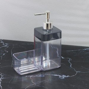 Дозатор для мыла с подставкой, 15,5x7,3x19 см, цвет прозрачный/серый