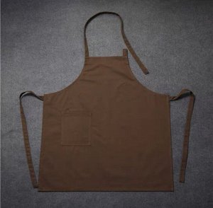 Фартук однотонный коричневый с карманом на завязках