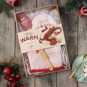 Набор новогодний подарочный Доляна Warm winter : варежка-прихватка, лопатка силикон