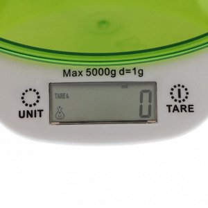 Весы кухонные Luzon LKVB-501, электронные, до 5 кг, чаша 1.3 л, зеленые