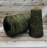 Пряжа для вязания 50 гр., Scintilla 70% вискоза  30% металлизированная нить  3500м/100м Темная олива/золото