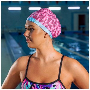 Шапочка для плавания взрослая ONLYTOP Swim, тканевая, обхват 54-60 см