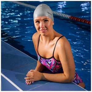 Шапочка для плавания взрослая ONLYTOP, силиконовая, обхват 54-60 см, цвета МИКС