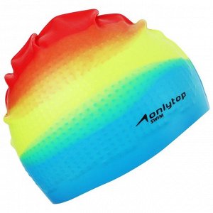 Шапочка для плавания ONLYTOP, силиконовая, обхват 54-60 см, цвета МИКС