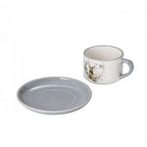 Чайная пара Доляна «Лесная сказка», 2 предмета: чашка 210 мл, блюдце d=15 см
