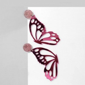 Queen fair Серьги акрил «Бабочка» крылья, цвет серо-фиолетовый в серебре