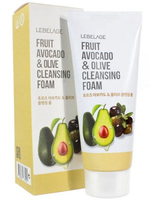 LEBELAGE очищающая пенка для лица 100 мл FRUIT AVOCADO&OLIVE Cleansing Foam
