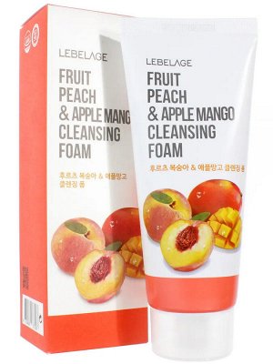 LEBELAGE очищающая пенка для лица 100 мл FRUIT PEACH&APPLE MANGO Cleansing Foam
