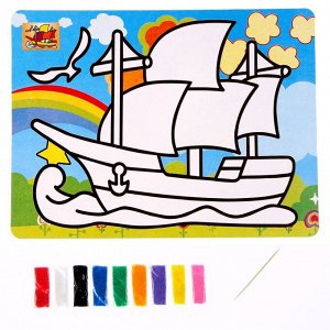 Фреска с цветным основанием «Кораблик», 9 цветов песка