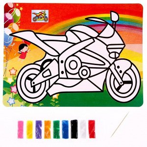 Фреска с цветным основанием «Мотоцикл», 9 цветов песка