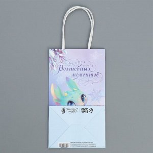 Пакет подарочный новогодний крафтовый «Волшебных моментов», 12 х 21 х 9 см, Новый год