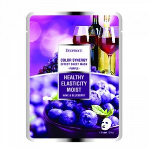 Тканевая маска на основе черники и красного винограда Deoproce color synergy effect sheet mask Purple 20г