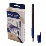 Ручка гелевая Alingar, &quot;SOFT GEL&quot;, 0,6 мм, синяя, металлизированный наконечник, резиновый грип, круглый, прозрачный, пластиковый корпус, в уп. 12 шт.