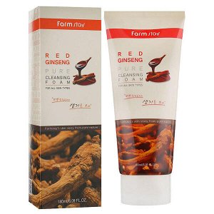 Пенка для умывания с экстрактом красного женьшеня FarmStay Red Ginseng Pure Cleansing Foam, 180мл